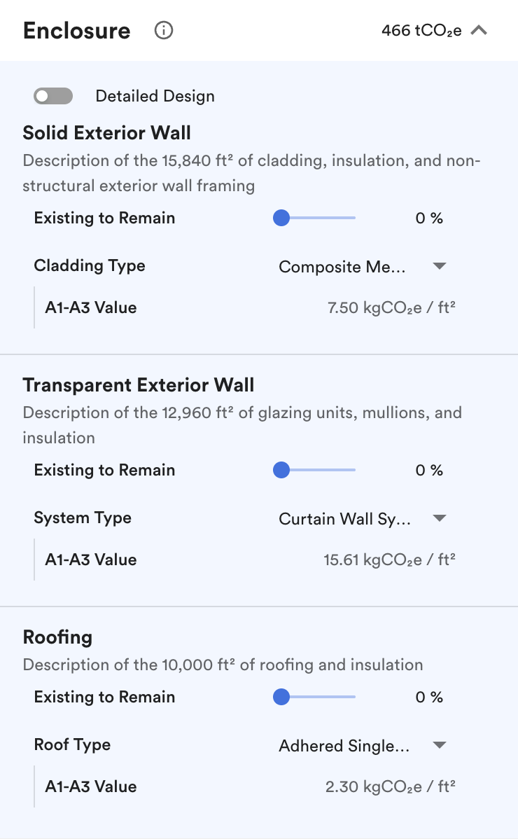 Choose an assembly type for each part of the enclosure.