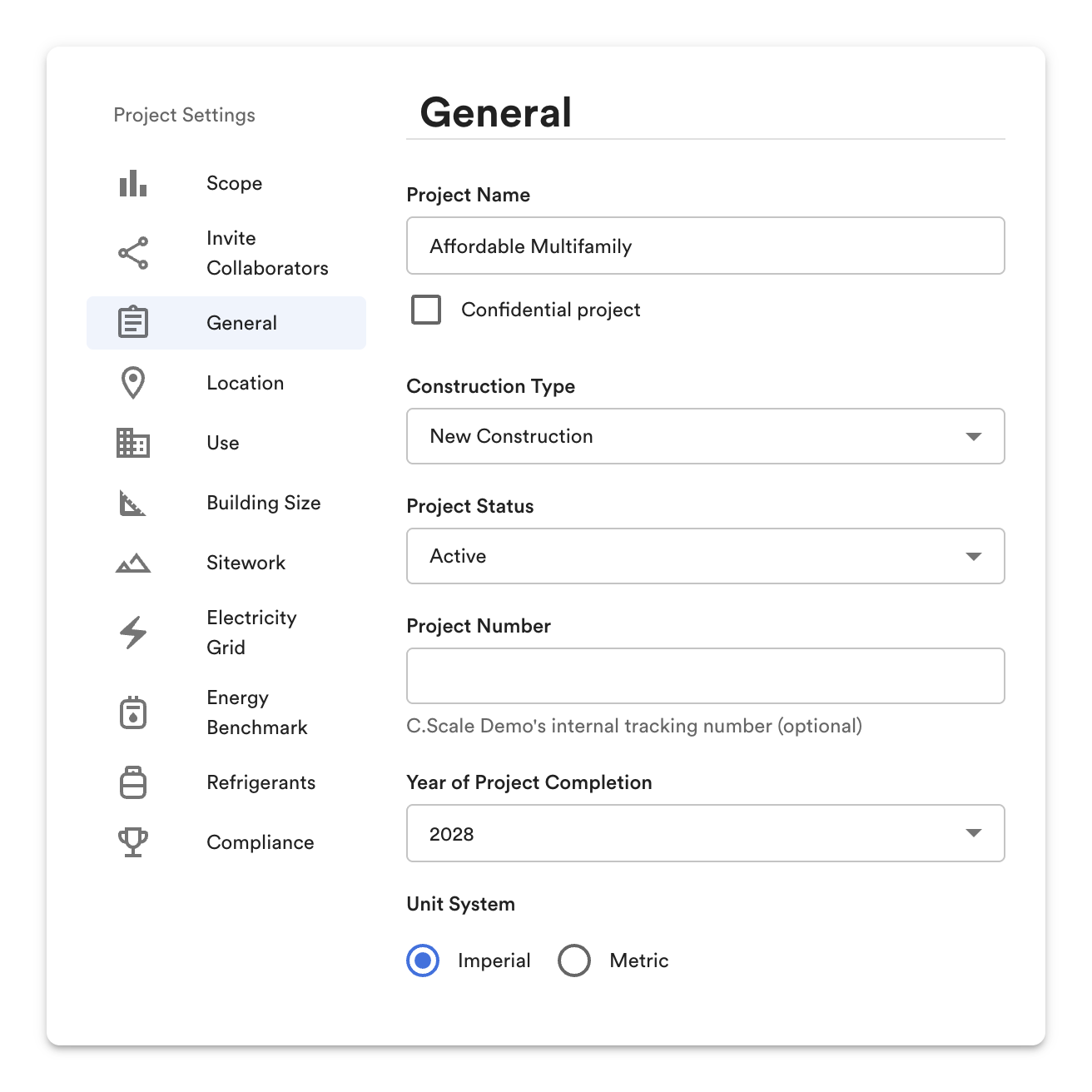 Project Settings: General.